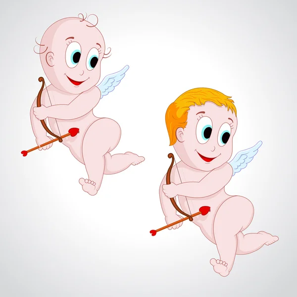 Dois Cupidos de Bebê Vetores — Vetor de Stock