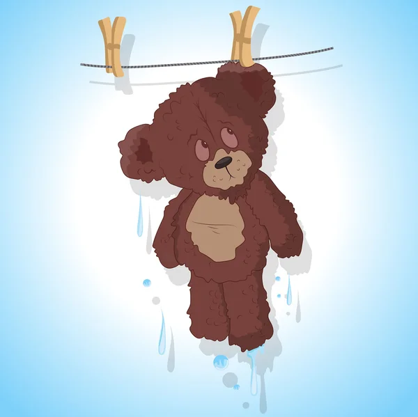 湿的泰迪熊 — 图库矢量图片