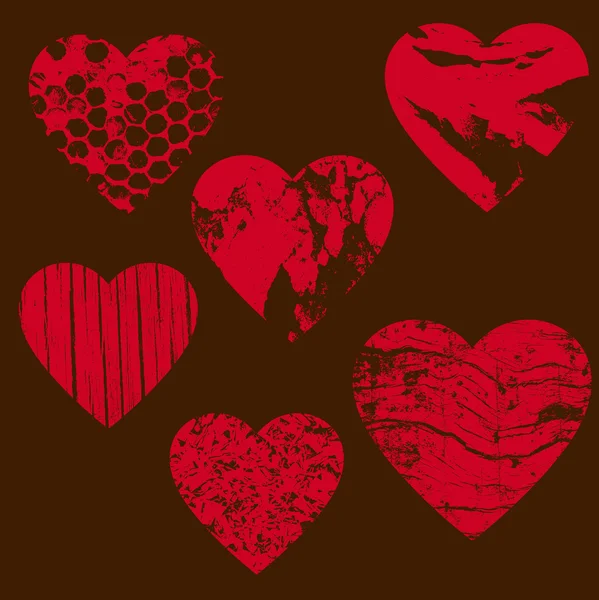 Grunge hjärtan samling — Stock vektor