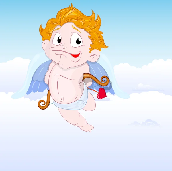 Cupid in de hemel — Stockvector