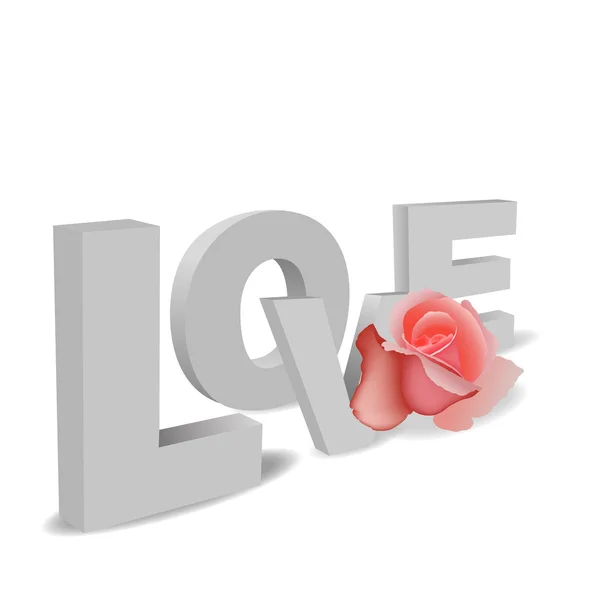 Αγάπη κείμενο με τριαντάφυλλο — Διανυσματικό Αρχείο