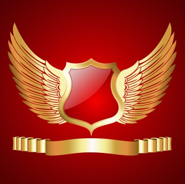 Golden Badge with Wings clipart