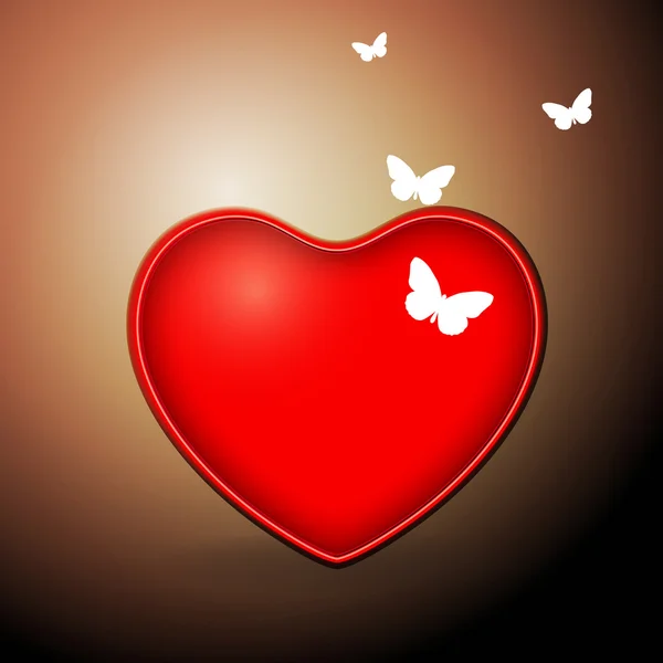 Butterflies on Red Heart — Wektor stockowy