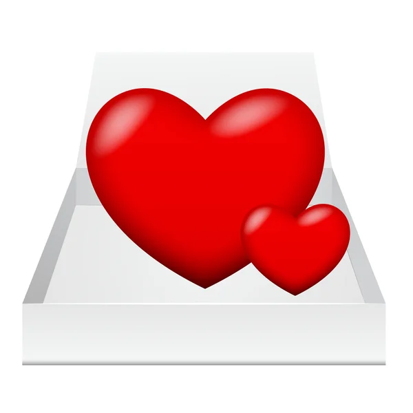Hearts in White Box — Stock Vector
