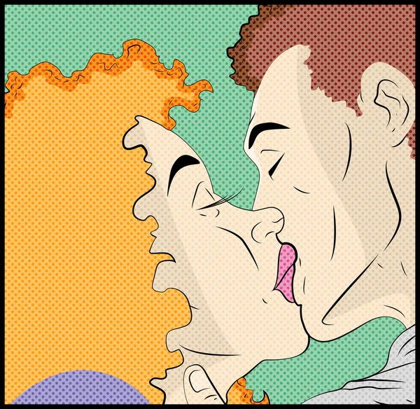 stock vector Retro Art of Kissing Couple