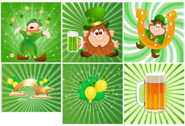 St. Patrick's Day Character Sunburst Background clipart