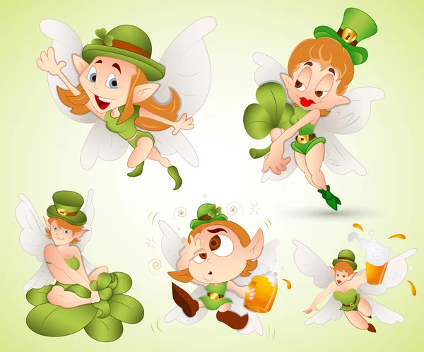 St. Patrick de dag Fairies — Stockvector