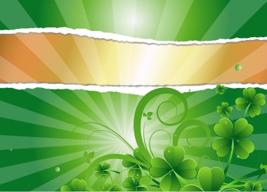 Torn Paper Shamrock Banner clipart