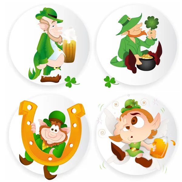 St. Patrick; s ημέρα Leprechaun αυτοκόλλητα — Διανυσματικό Αρχείο