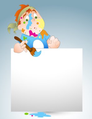 Cute Kid Painting Banner clipart