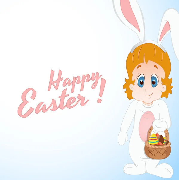 Kid Bunny Easter Background — Stock Vector