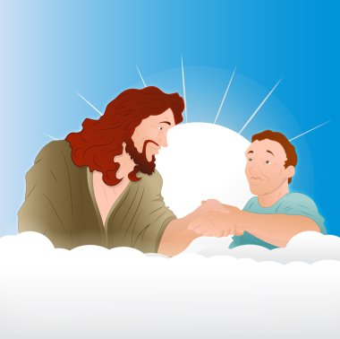 Jesus Christ with Young Boy Illustration clipart