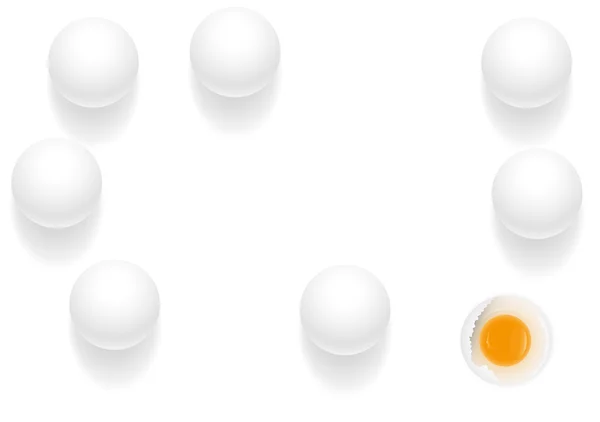 Huevo roto en huevos seguros — Vector de stock