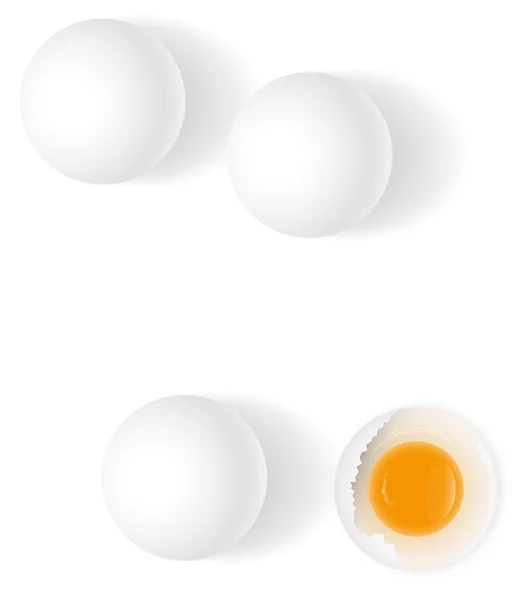 Ovos de galinha no fundo branco — Vetor de Stock