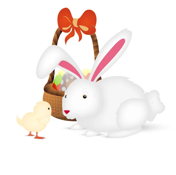 Lapin de Pâques avec poulet — Image vectorielle