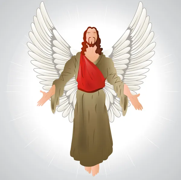 耶稣基督与翅膀 — 图库矢量图片