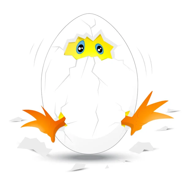 Baby Chick in White Egg — Stock Vector