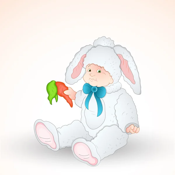 Söt baby i bunny klänning — Stock vektor