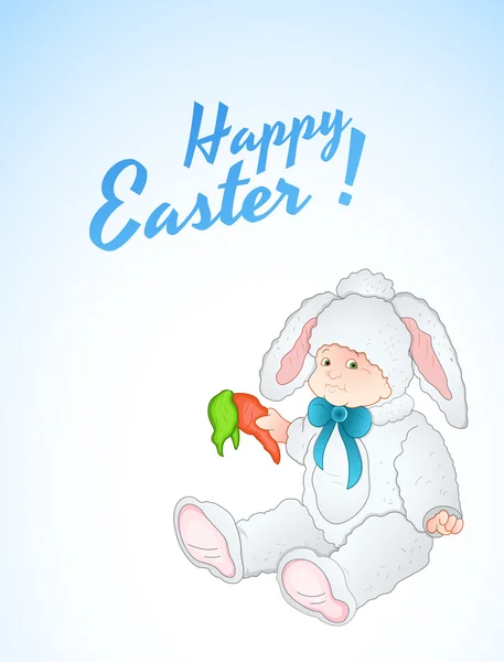 Lindo bebé en conejo de Pascua — Vector de stock