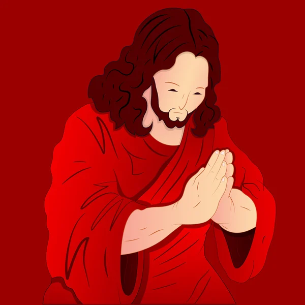 Jezus Christus illustratie bidden — Stockvector