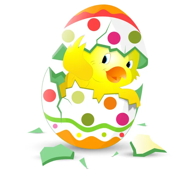 Galinha de Páscoa bonito em casca de ovo — Vetor de Stock
