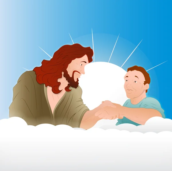 耶稣基督与年轻的男孩图 — 图库矢量图片