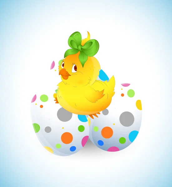 Kyckling på påskägg — Stock vektor