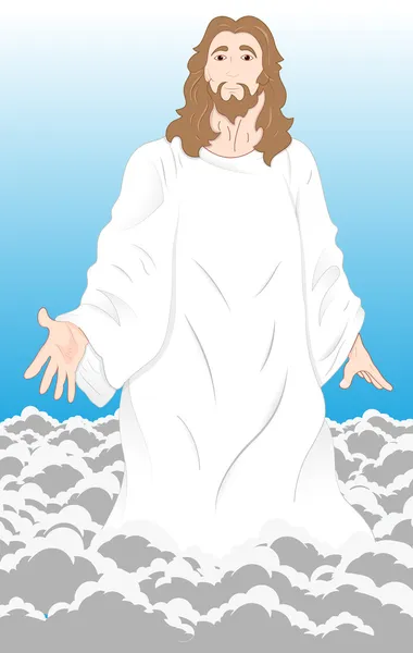 耶稣基督在云上的插图 — 图库矢量图片