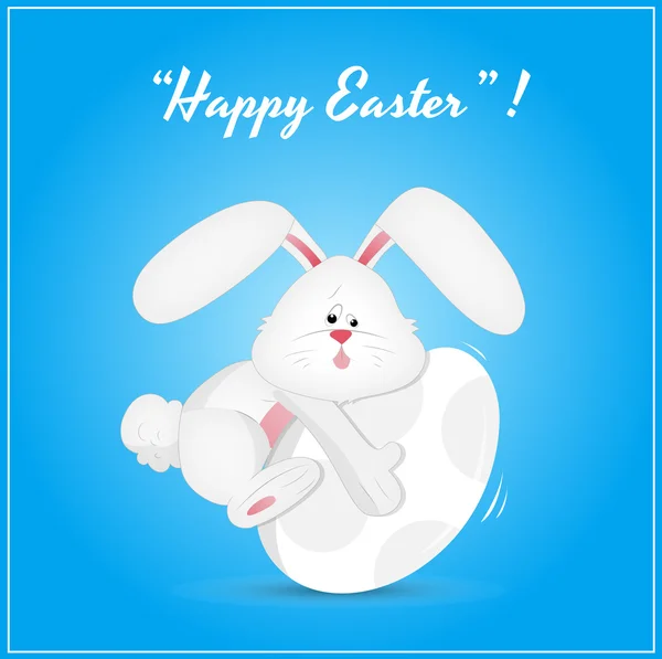 Cute Easter Bunny on Egg — Stock Vector
