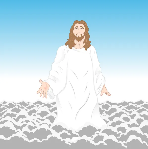 Jesus Christ on Clouds — Stock Vector