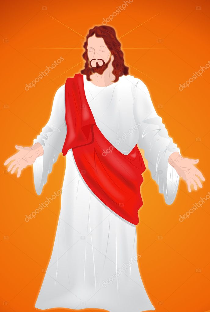 Jesus Christ Isolated on Red Background