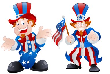 Set of Happy Uncle Sam clipart