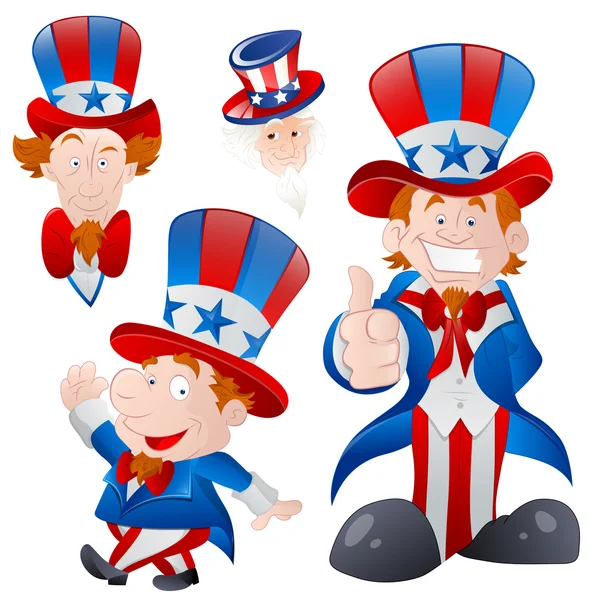 Set of Cartoon Uncle Sam — Stock Vector
