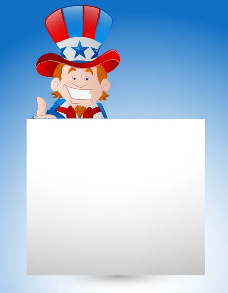 Uncle Sam with Paper Banner — Stock Vector