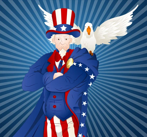 Uncle Sam with Bird — Stock Vector