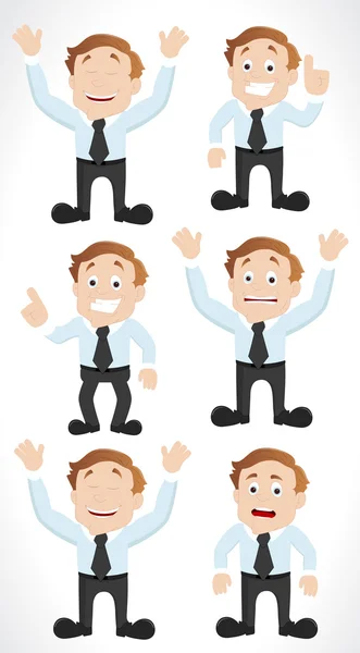 Set of Businessman Cartoon Characters — Stock Vector
