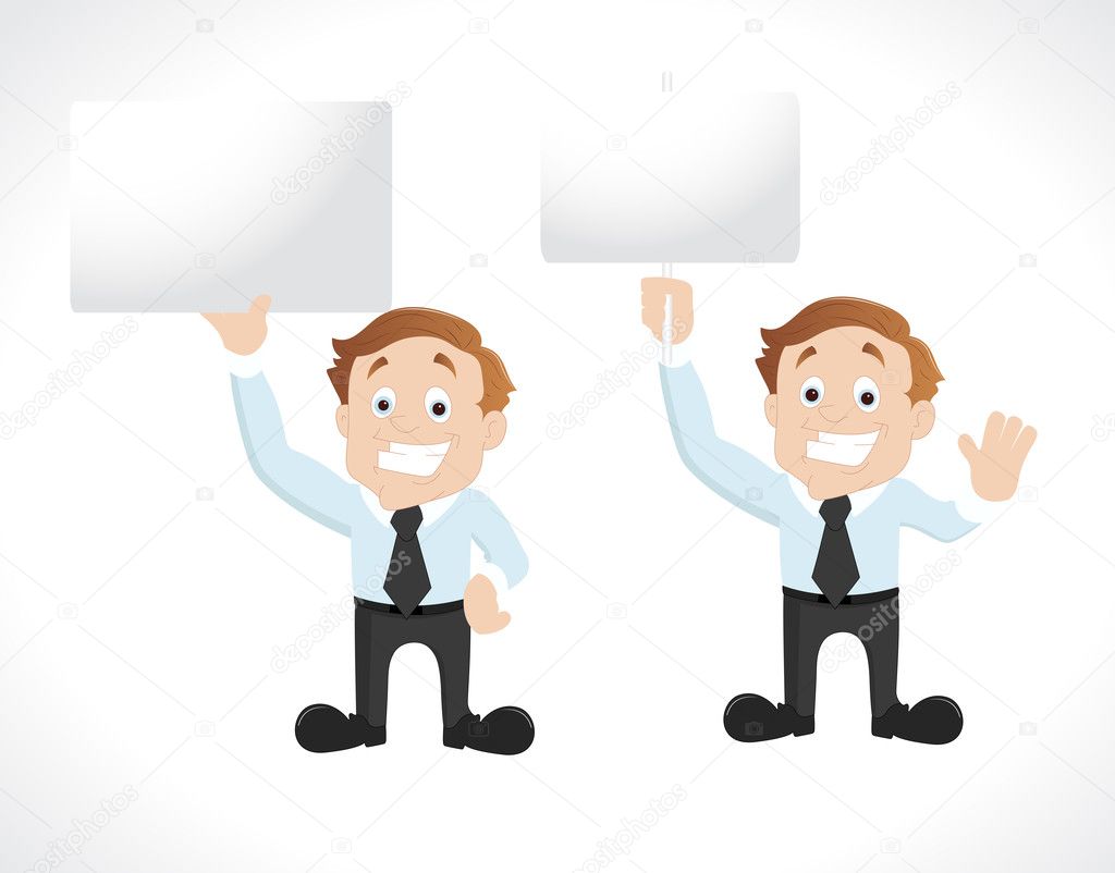 Businessman with Blank Signboard