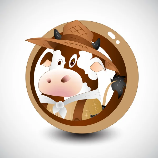 Cartoon Farm Mucca — Vettoriale Stock