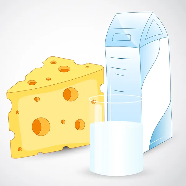 牛奶与奶酪 — 图库矢量图片
