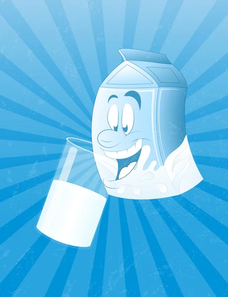 Boîte à lait avec verre de lait — Image vectorielle