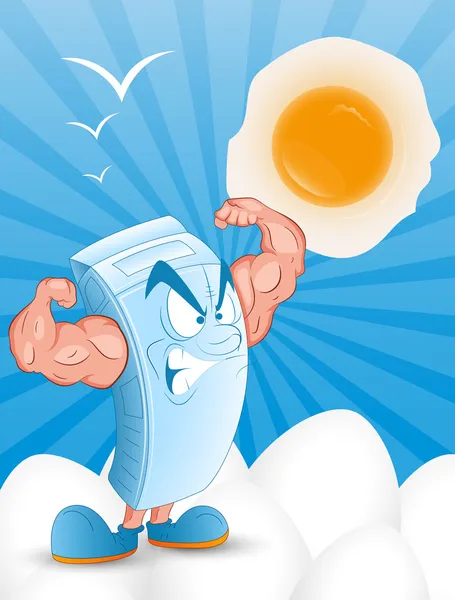 Melk pack op eieren vector — Stockvector