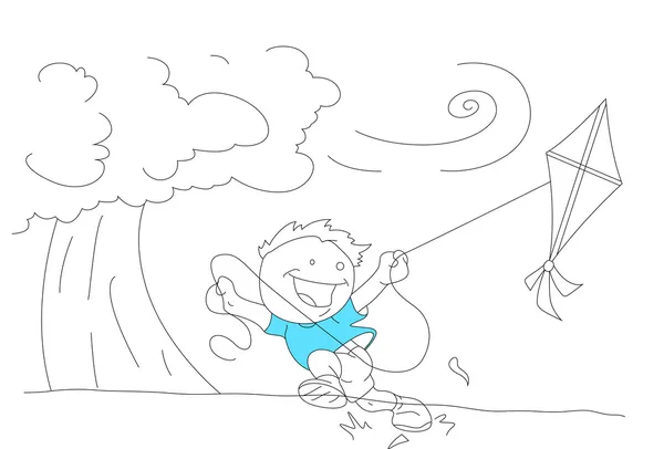 Dibujos animados niño disfrutando — Vector de stock