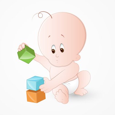 Child Playing with Baby Blocks clipart