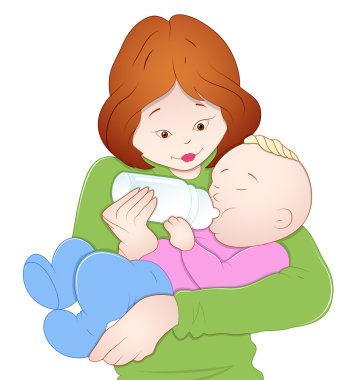 Baby with Mother clipart