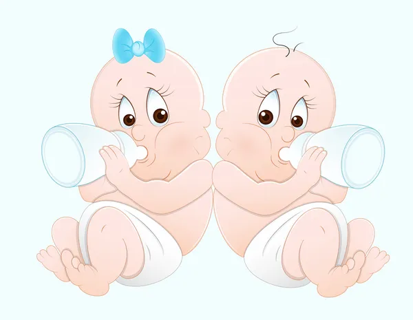 双子の赤ちゃんのベクトル — ストックベクタ