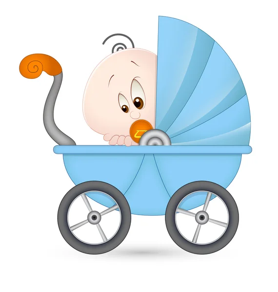 Söt baby i baby stroller — Stock vektor