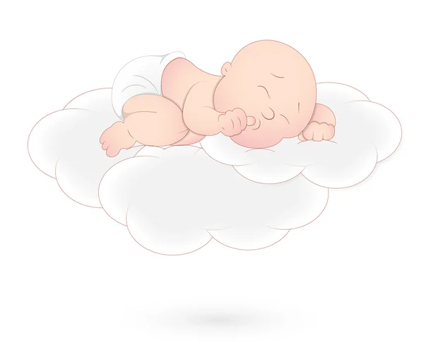 Baby Sleeping on Cloud — Stock Vector