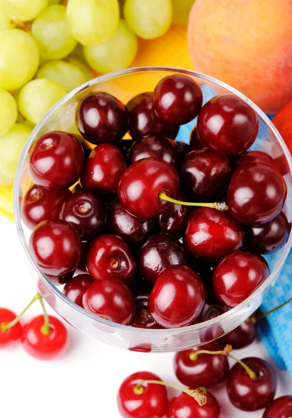 Still life with cherry, grape, and peach — Stock Photo, Image