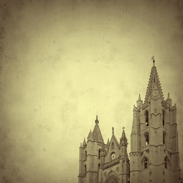 Fundo de papel velho com catedral gótica — Fotografia de Stock