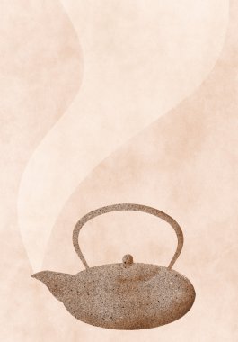 Teapot and steam collage with paper textures clipart